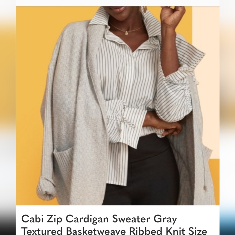 Cabi gray knit zip cardigan